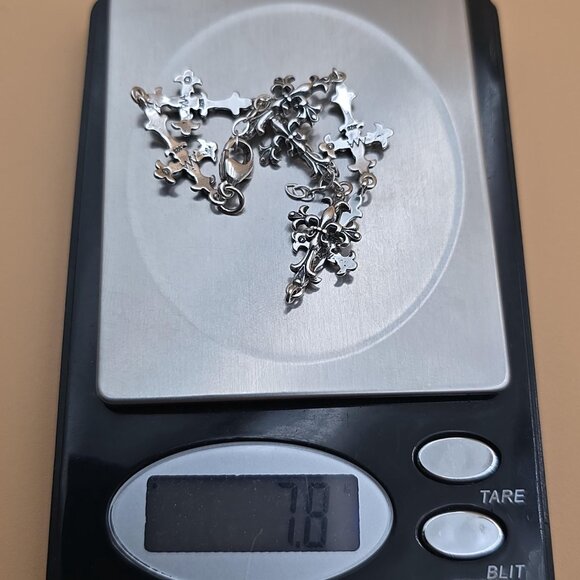 7 + 1.5 Inch Sterling Silver Unique Crosses Religious Bracelet B577 - Picture 6 of 6